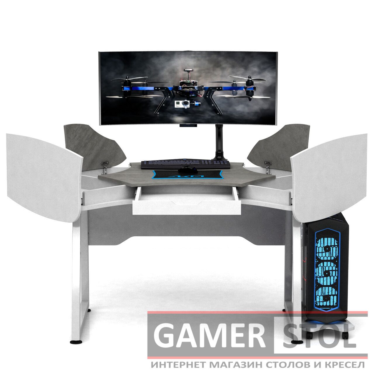 R2 stealth wolf gaming shop desk