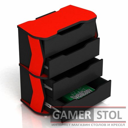 Комод GAMER CITY 2COM черный/красный